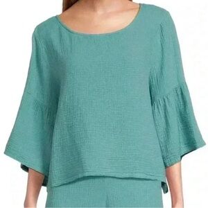 $125 NWT‎ Bryn Walker Frida Top in Garda Green, XL, Cotton Gauze Oversized